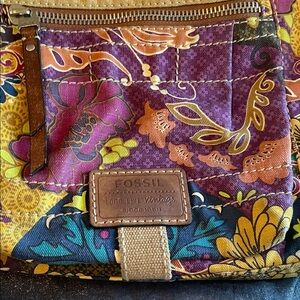 Fossil Vintage Women's Purple Multicolor Floral Shoulder Bag